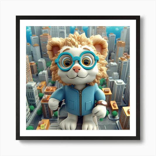 Armadiler City From Above Q3 Lion W Framed Wall Art Poster Canvas Print Picture