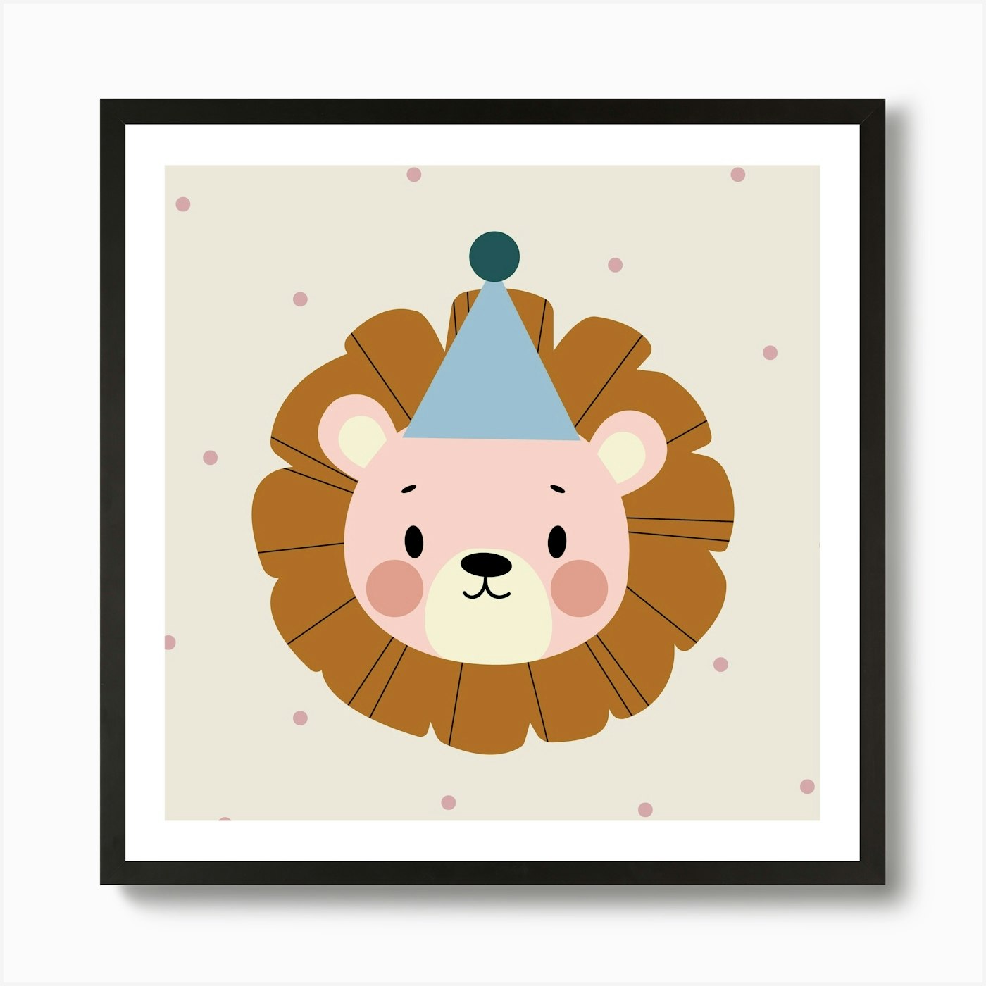 Print with cute lion Art Print Framed Wall Art Poster Canvas Print Picture