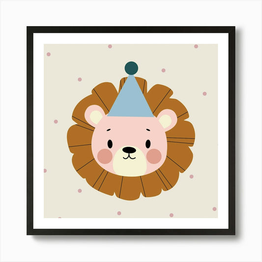 Print with cute lion Art Print Framed Wall Art Poster Canvas Print Picture