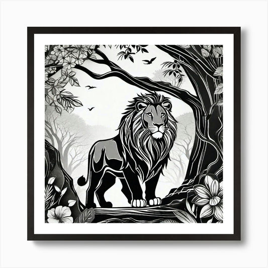 Lion In The Forest 33 Art Print Framed Wall Art Poster Canvas Print Picture