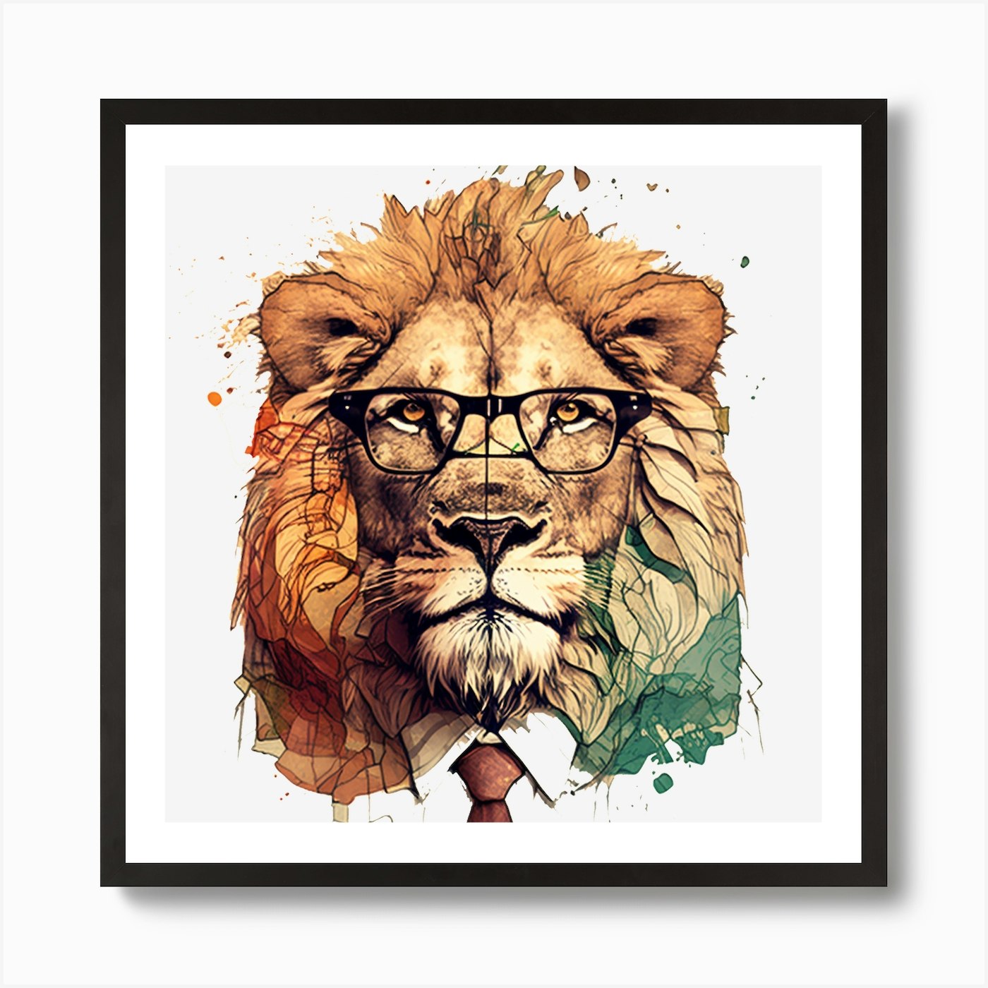 Abstract lion portrait Art Print Framed Wall Art Poster Canvas Print Picture