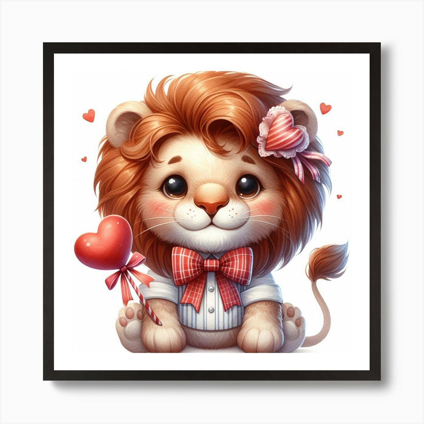 Valentine's Day, Lion 2 Art Print Framed Wall Art Poster Canvas Print Picture