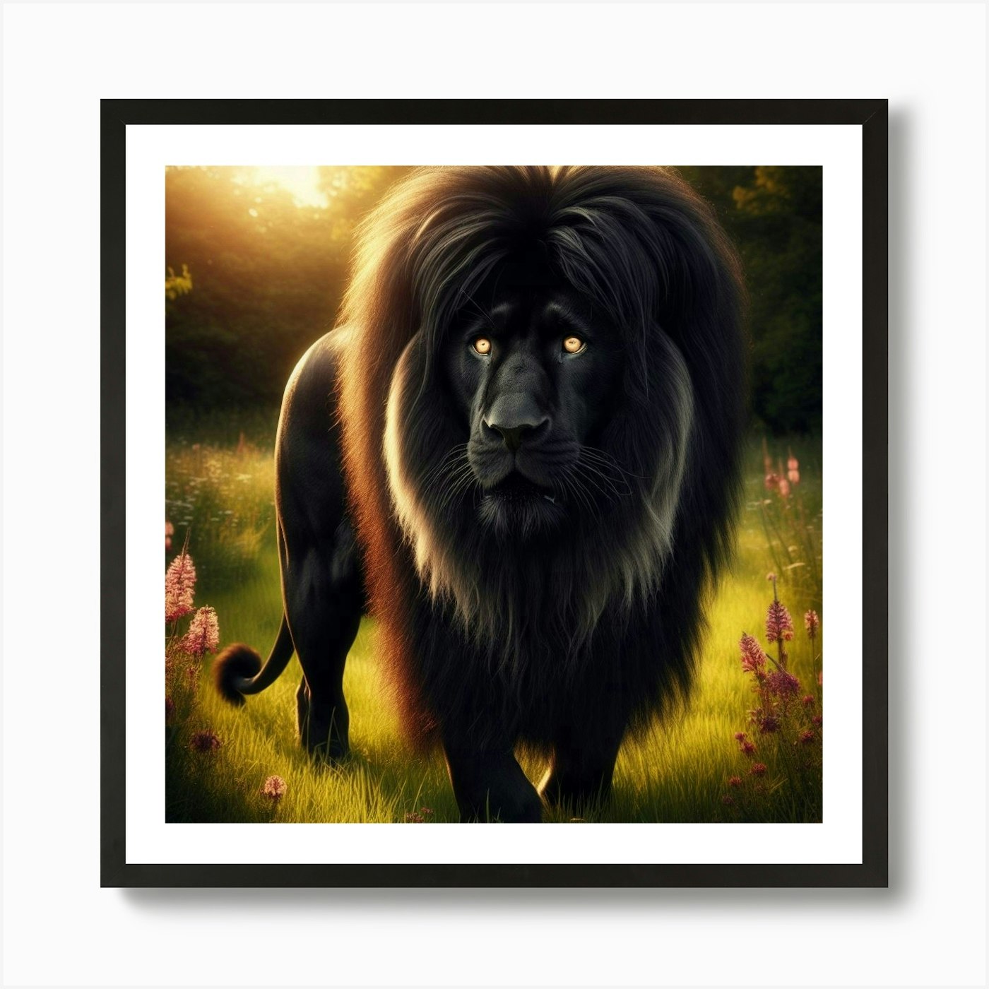Lion In The Grass 1 Art Print Framed Wall Art Poster Canvas Print Picture