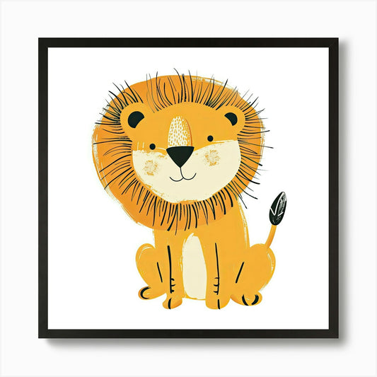 Charming Illustration Lion 2 Art Pr Framed Wall Art Poster Canvas Print Picture