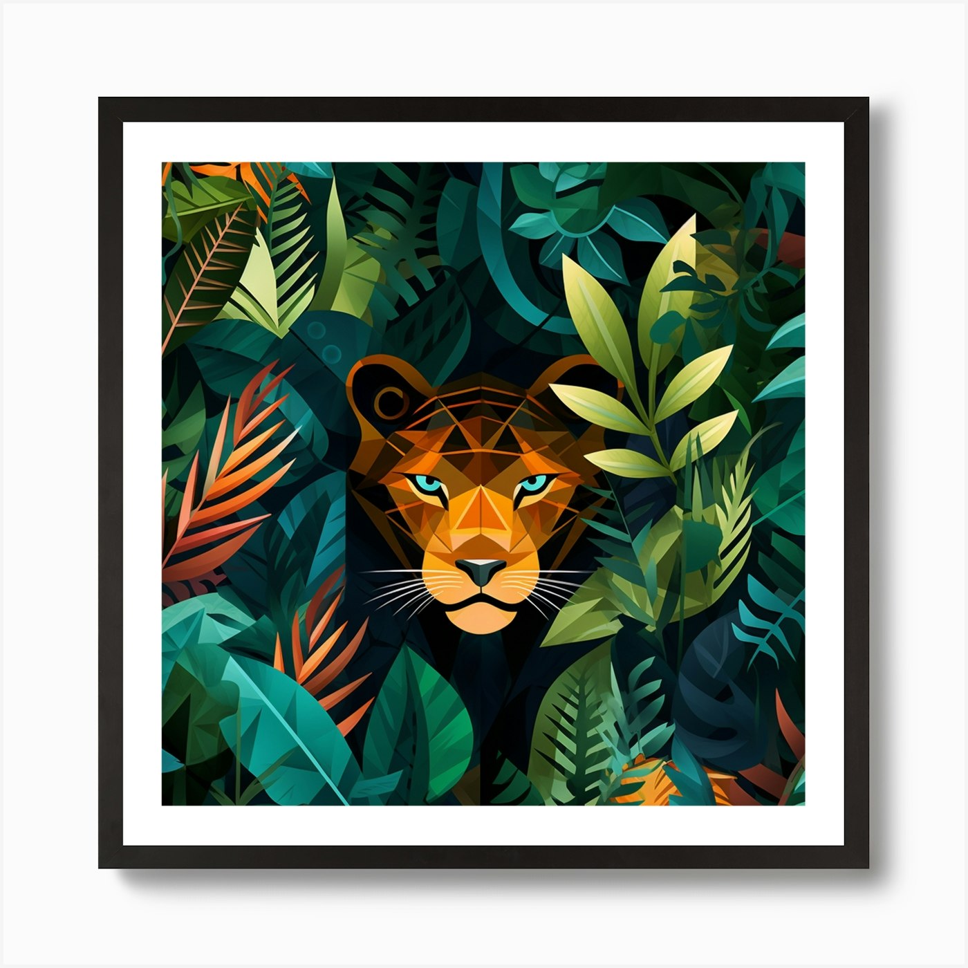 Lion In The Jungle 3 Art Print Framed Wall Art Poster Canvas Print Picture