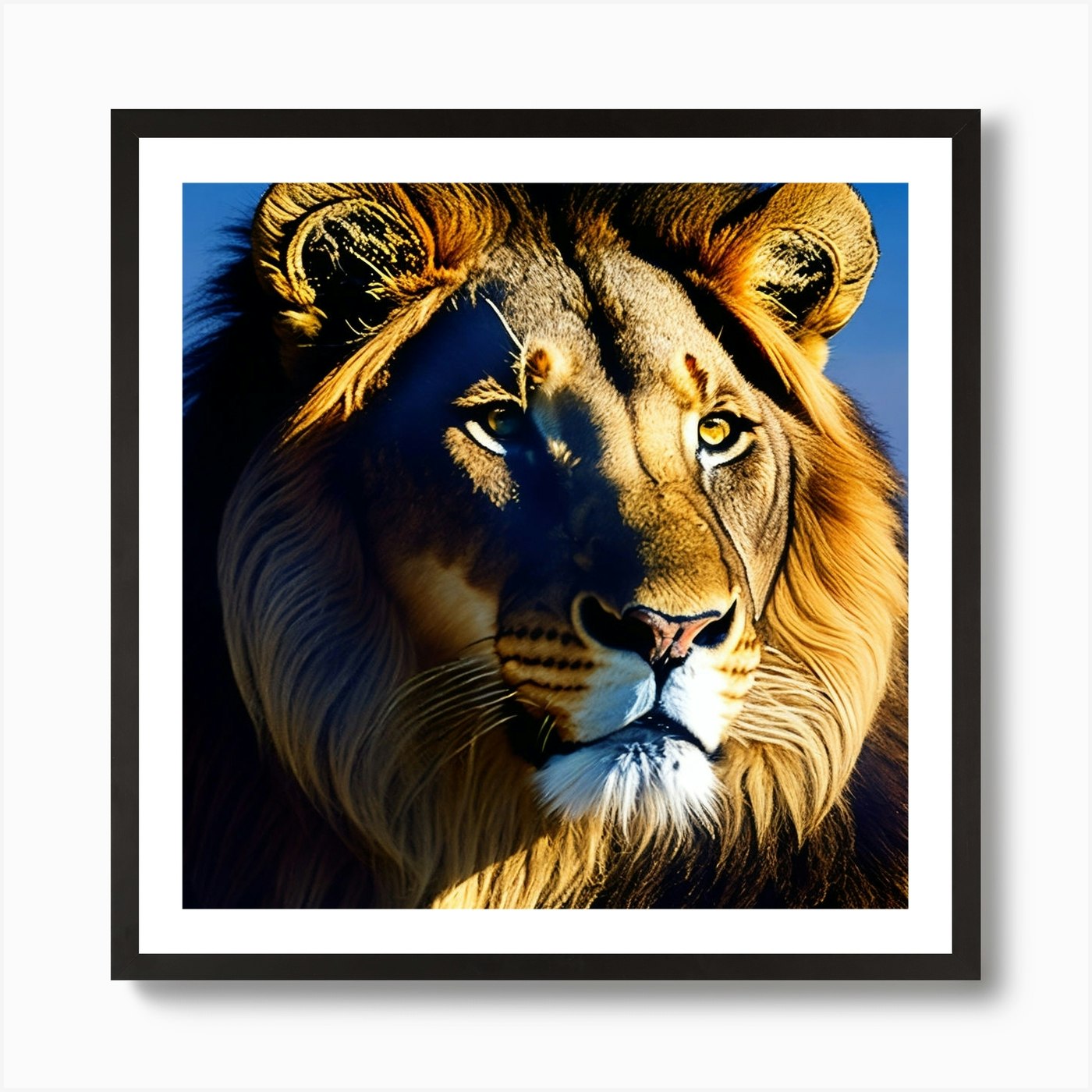 Lion Glare Art Print Framed Wall Art Poster Canvas Print Picture