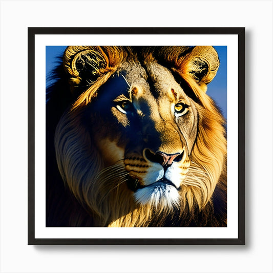 Lion Glare Art Print Framed Wall Art Poster Canvas Print Picture