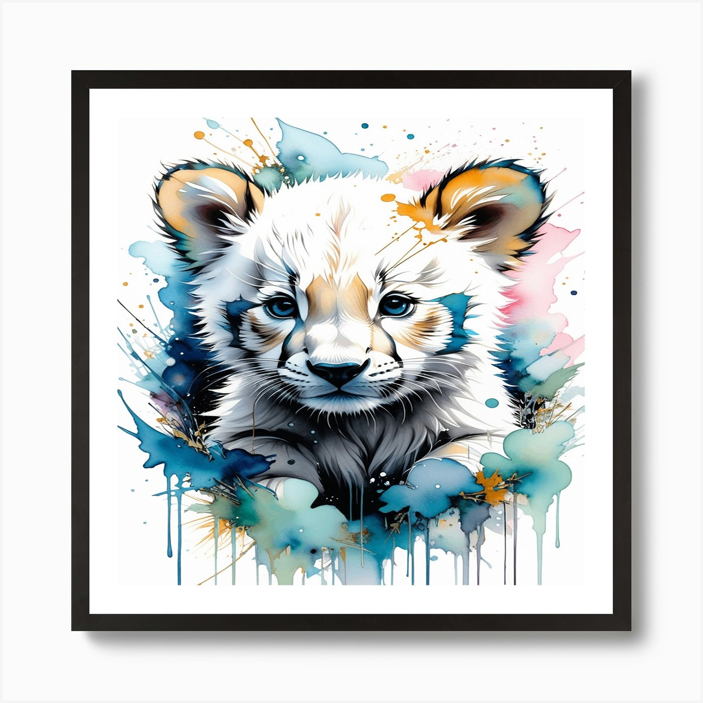 Lion Cub Painting Art Print Framed Wall Art Poster Canvas Print Picture