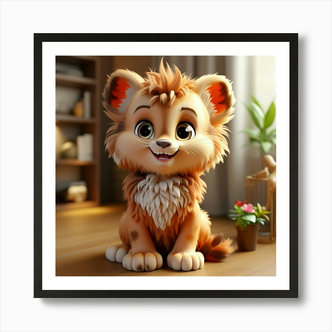 Cute Lion 5 Art Print Framed Wall Art Poster Canvas Print Picture