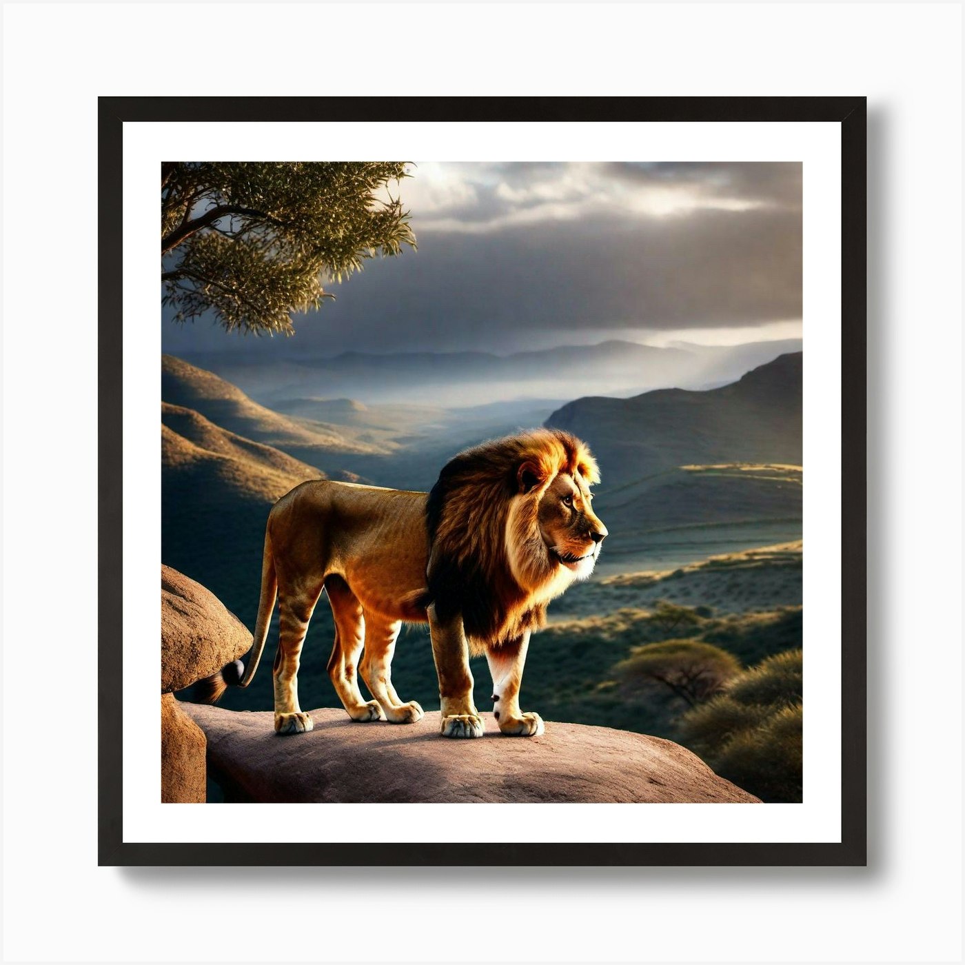 Lion In The Wilderness 1 Art Print Framed Wall Art Poster Canvas Print Picture