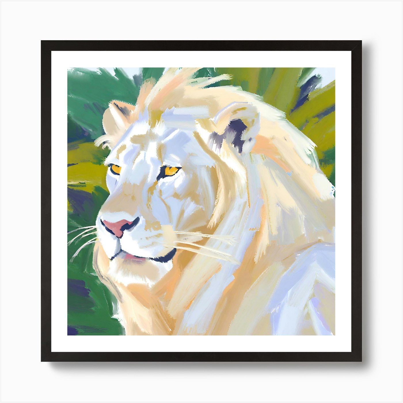 White Lion 03 Art Print Framed Wall Art Poster Canvas Print Picture