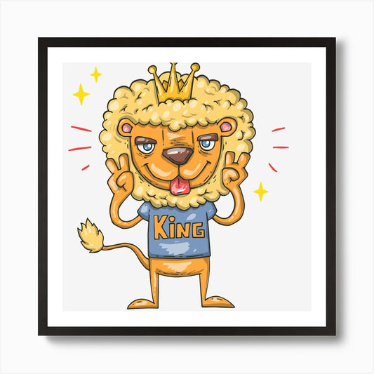 Animation Lion Animals King Cool Ar Framed Wall Art Poster Canvas Print Picture