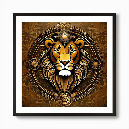 Steampunk Lion 5 Art Print Framed Wall Art Poster Canvas Print Picture