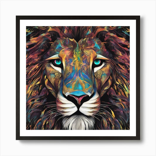 Mesmerizing Lion With Luminous Eyes Framed Wall Art Poster Canvas Print Picture