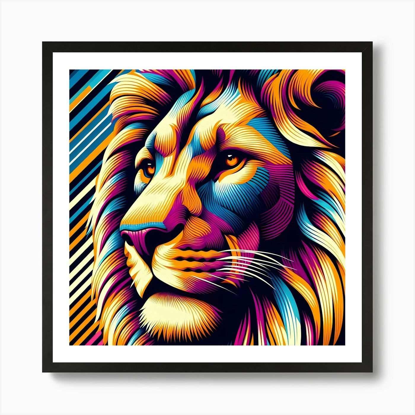 Colorful Lion Head 1 Art Print Framed Wall Art Poster Canvas Print Picture