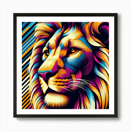 Colorful Lion Head 1 Art Print Framed Wall Art Poster Canvas Print Picture