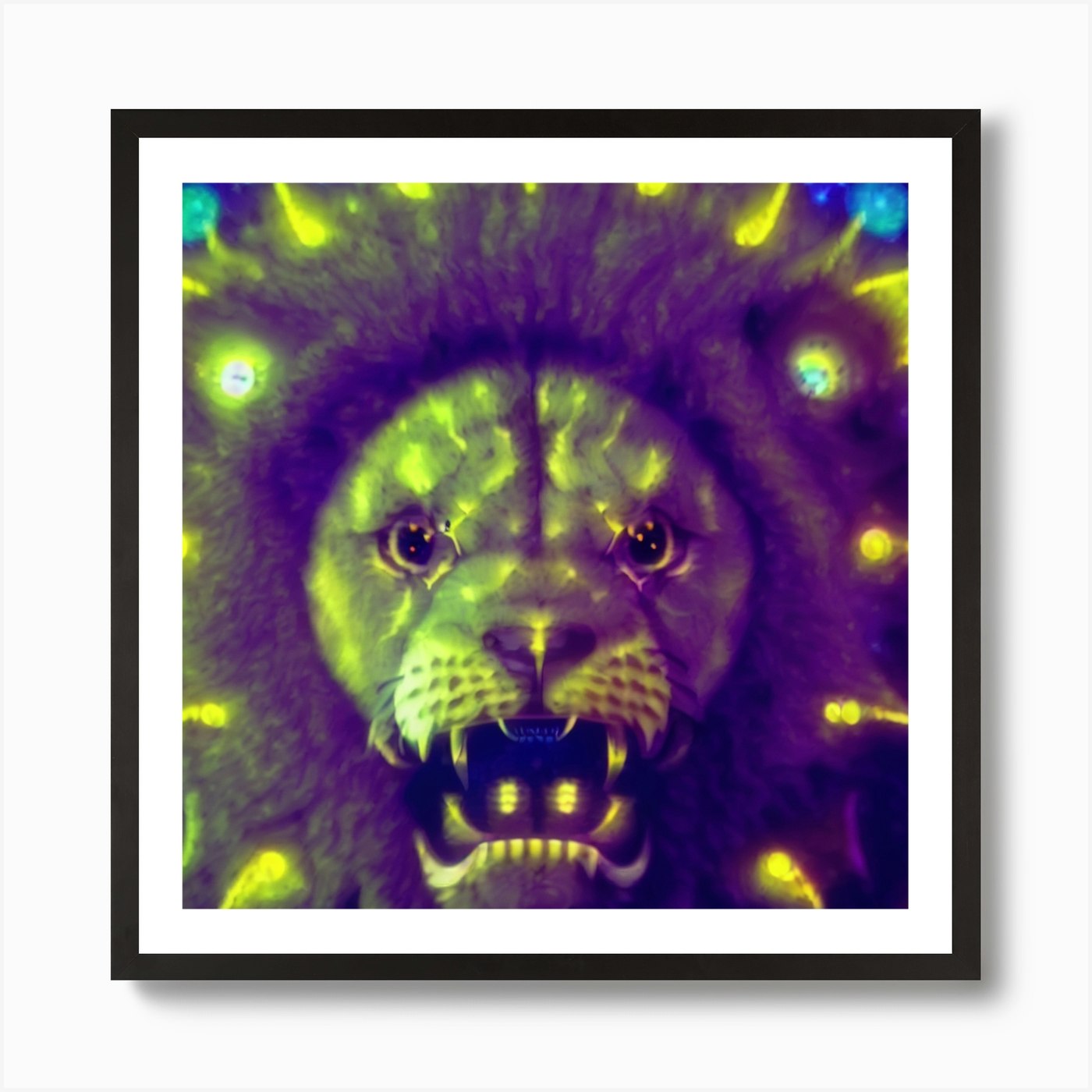 Lion Face Art Print Framed Wall Art Poster Canvas Print Picture