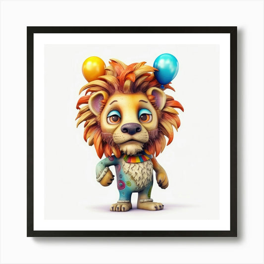Clown Lion Art Print Framed Wall Art Poster Canvas Print Picture