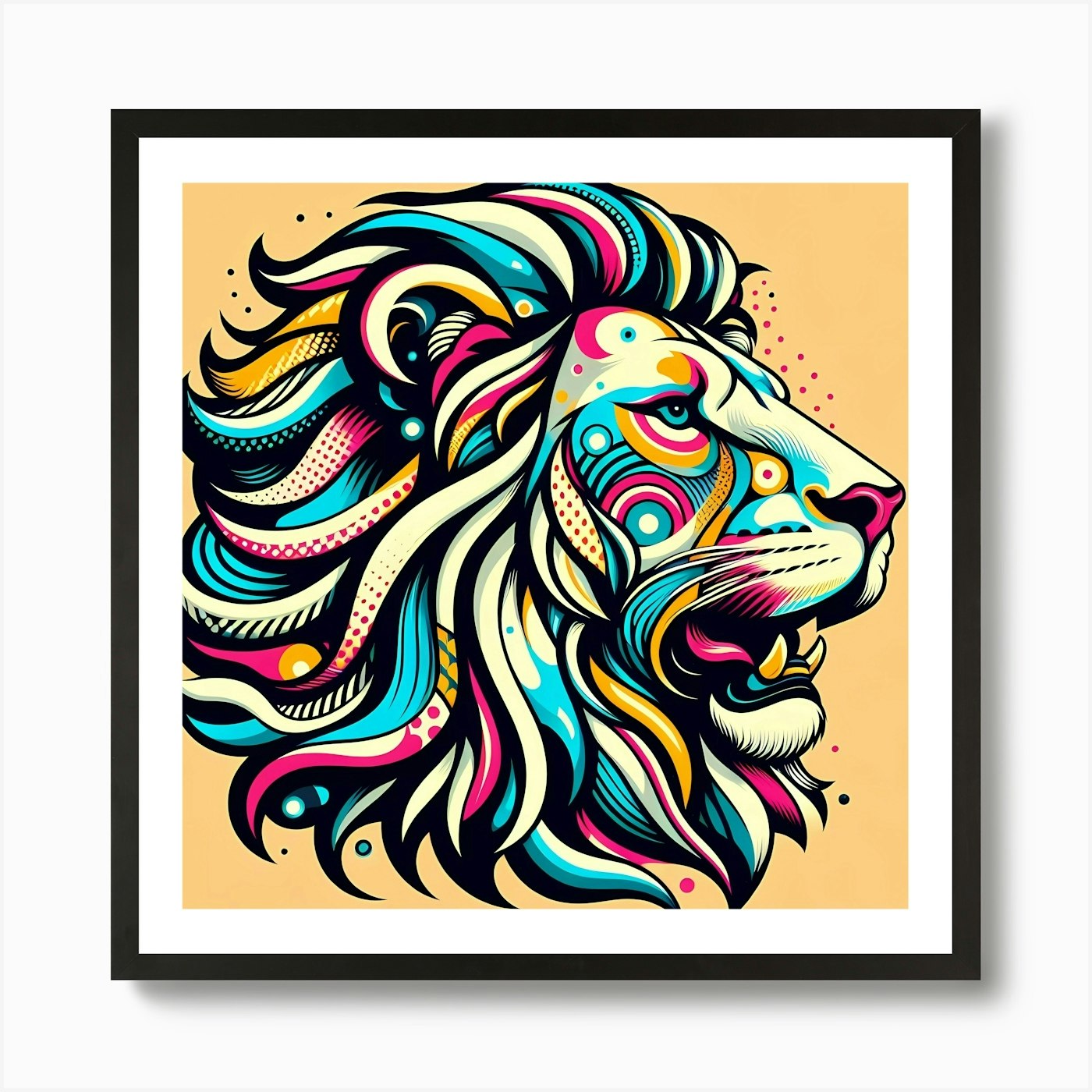 Colorful Lion Head Art Print Framed Wall Art Poster Canvas Print Picture