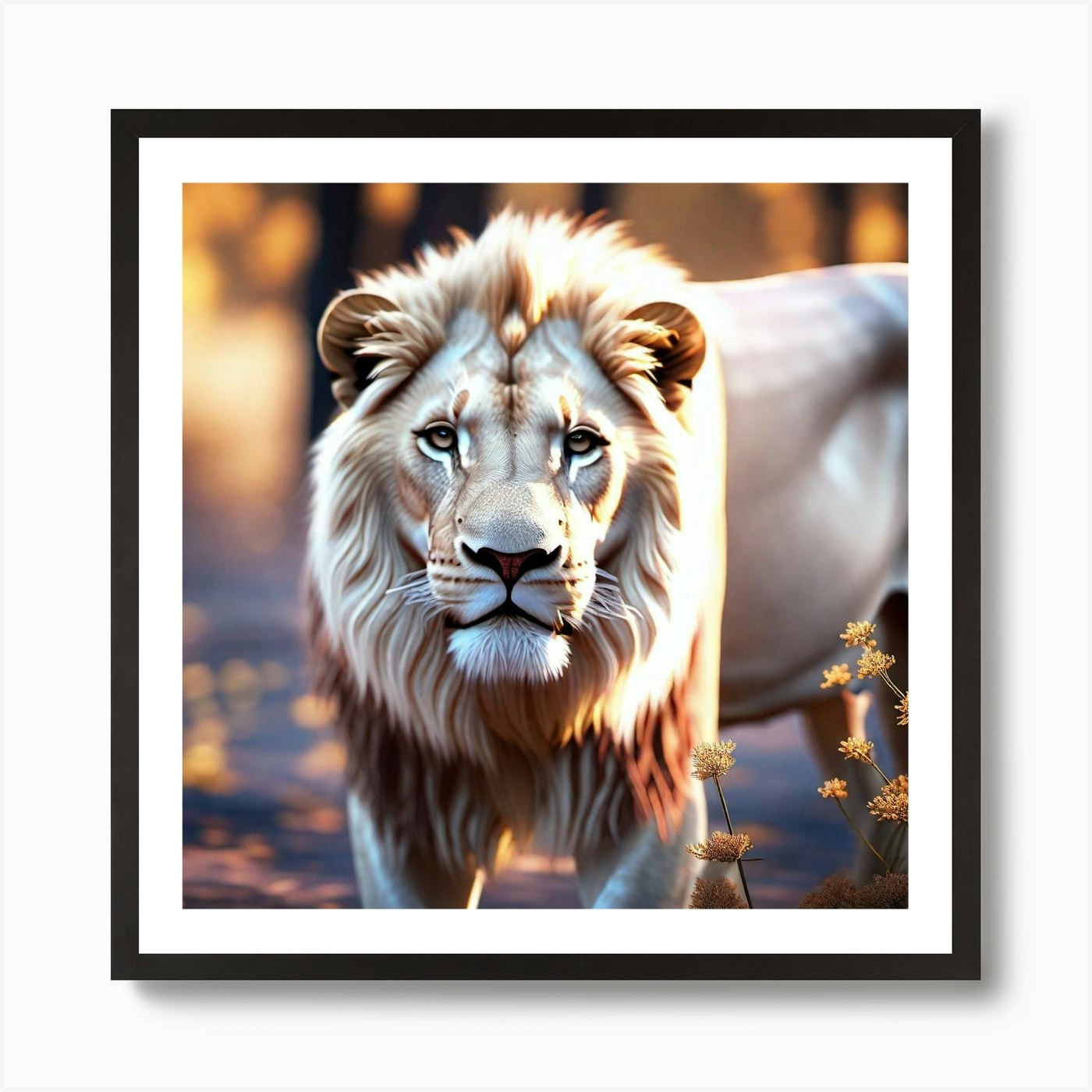 Lion In The Forest 52 Art Print Framed Wall Art Poster Canvas Print Picture
