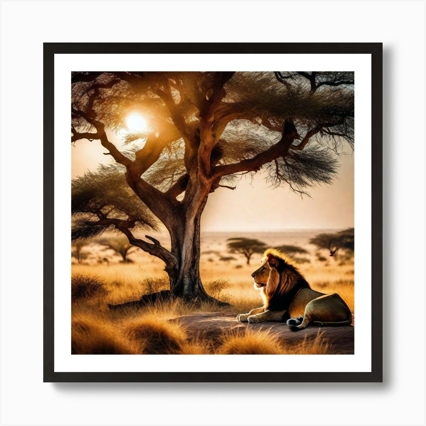 Lion In The Savannah 31 Art Print Framed Wall Art Poster Canvas Print Picture