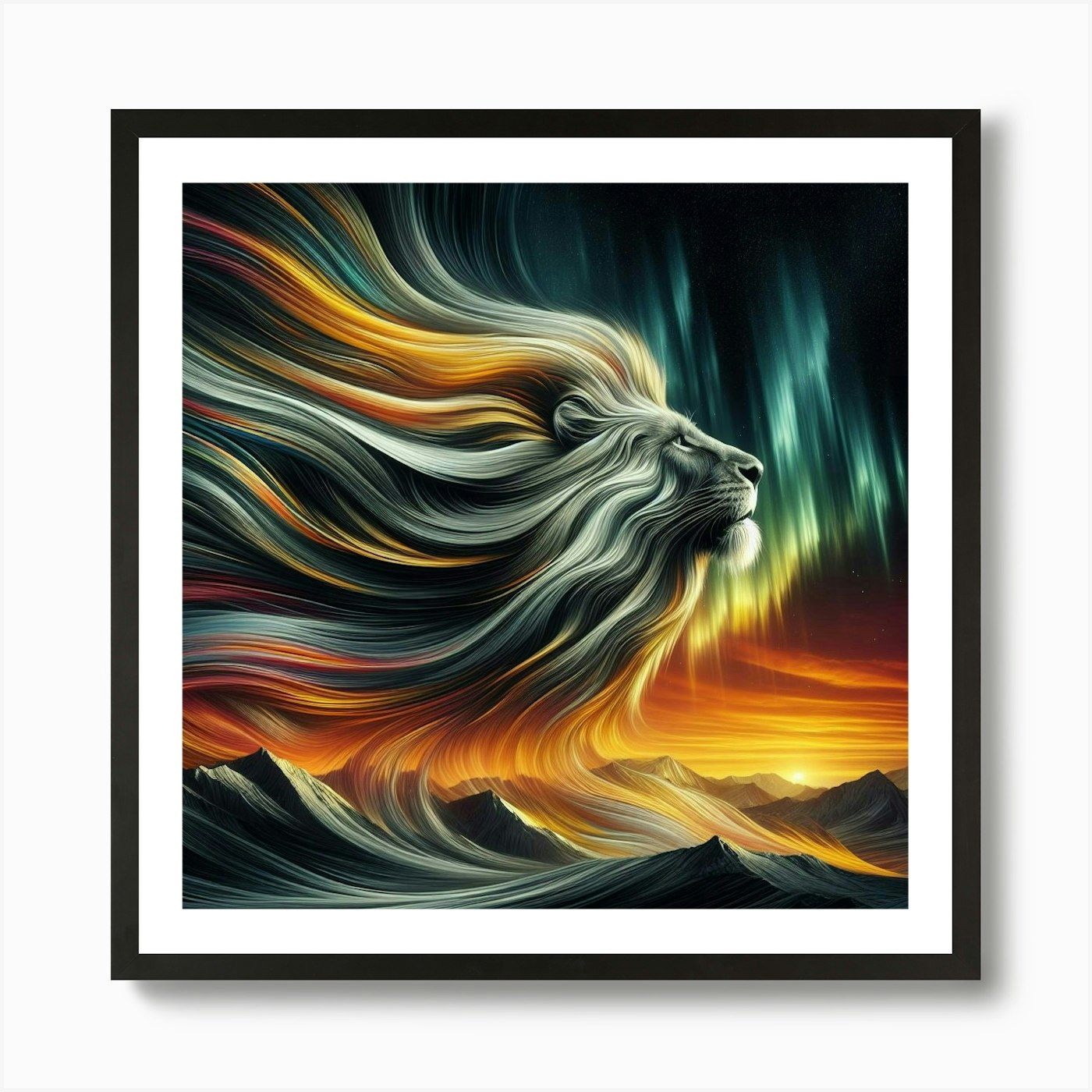 Lion In The Sky Art Print Framed Wall Art Poster Canvas Print Picture