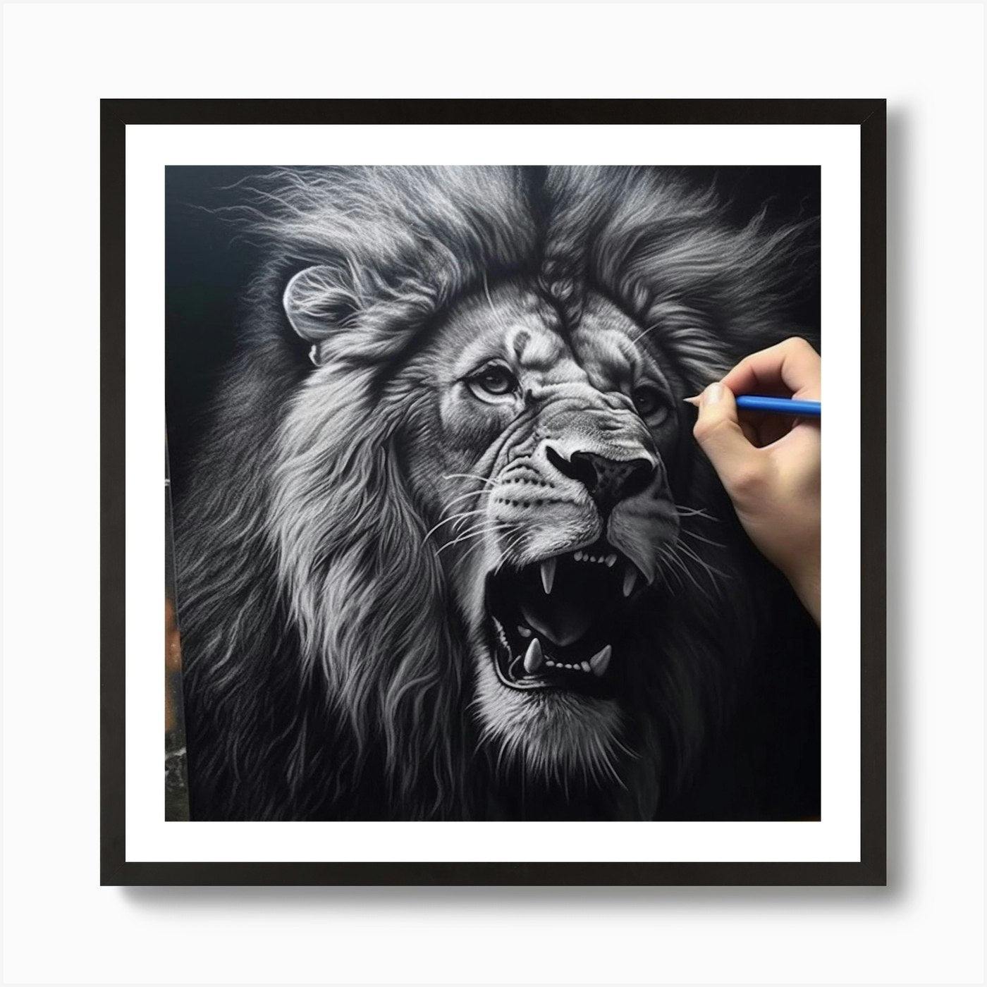 Lion Drawing Art Print Framed Wall Art Poster Canvas Print Picture