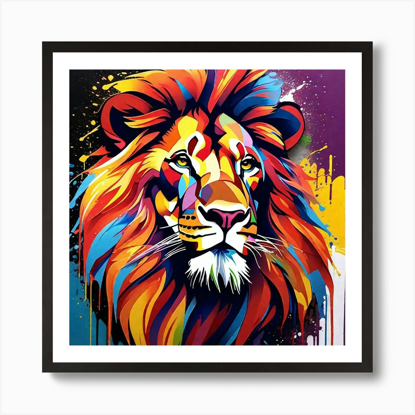 Colorful Lion 10 Art Print Framed Wall Art Poster Canvas Print Picture