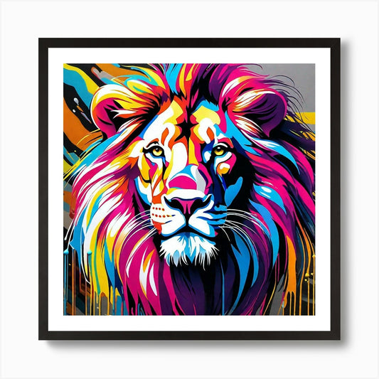 Colorful Lion 15 Art Print Framed Wall Art Poster Canvas Print Picture