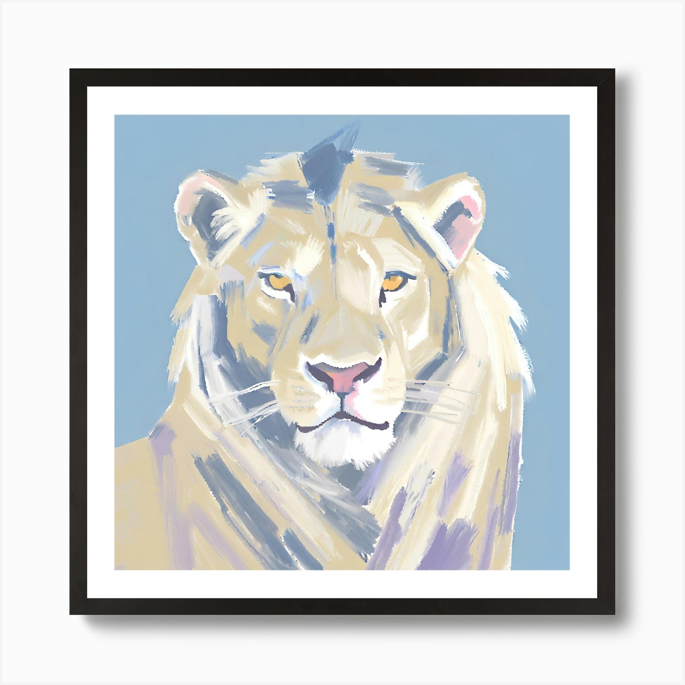 White Lion 01 1 Art Print Framed Wall Art Poster Canvas Print Picture