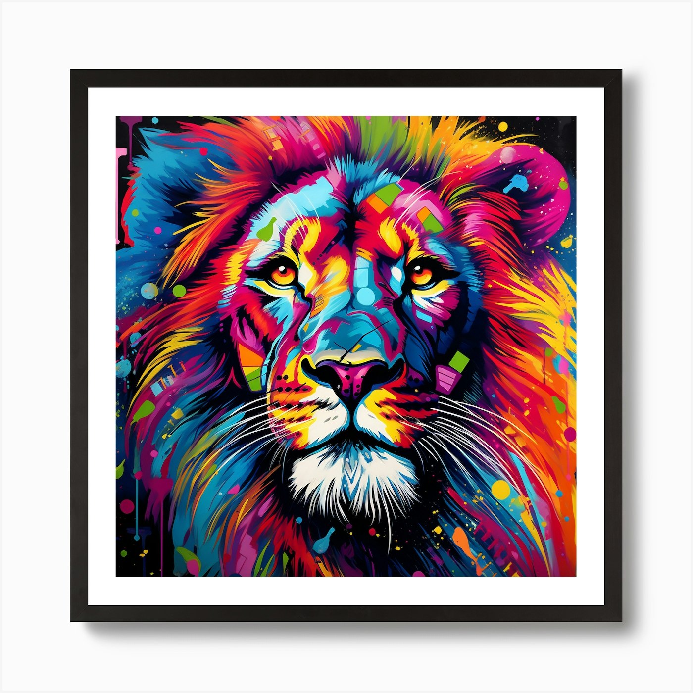Colorful Lion Art Print Framed Wall Art Poster Canvas Print Picture