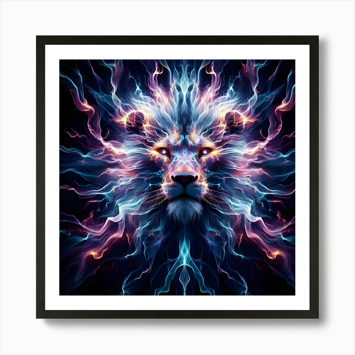 Fire Lion Art Print Framed Wall Art Poster Canvas Print Picture