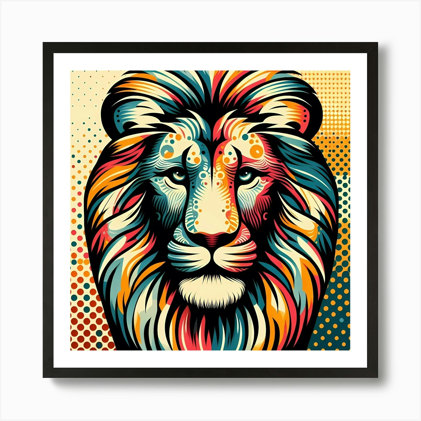 Pop Lion Head Art Print Framed Wall Art Poster Canvas Print Picture