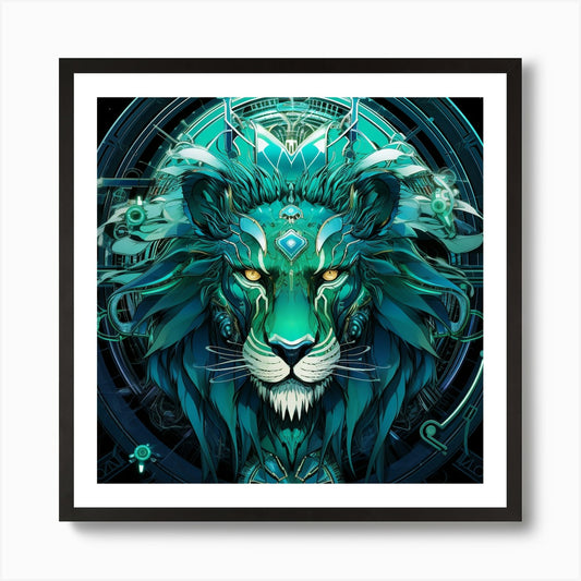 Blue Lion Art Print Framed Wall Art Poster Canvas Print Picture