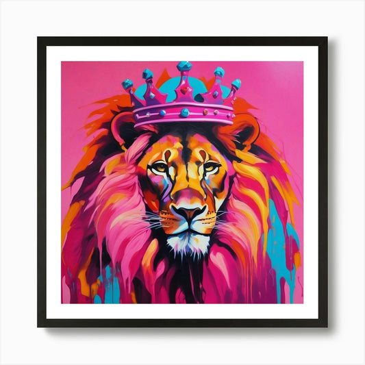 Lion With Crown Art Print Framed Wall Art Poster Canvas Print Picture