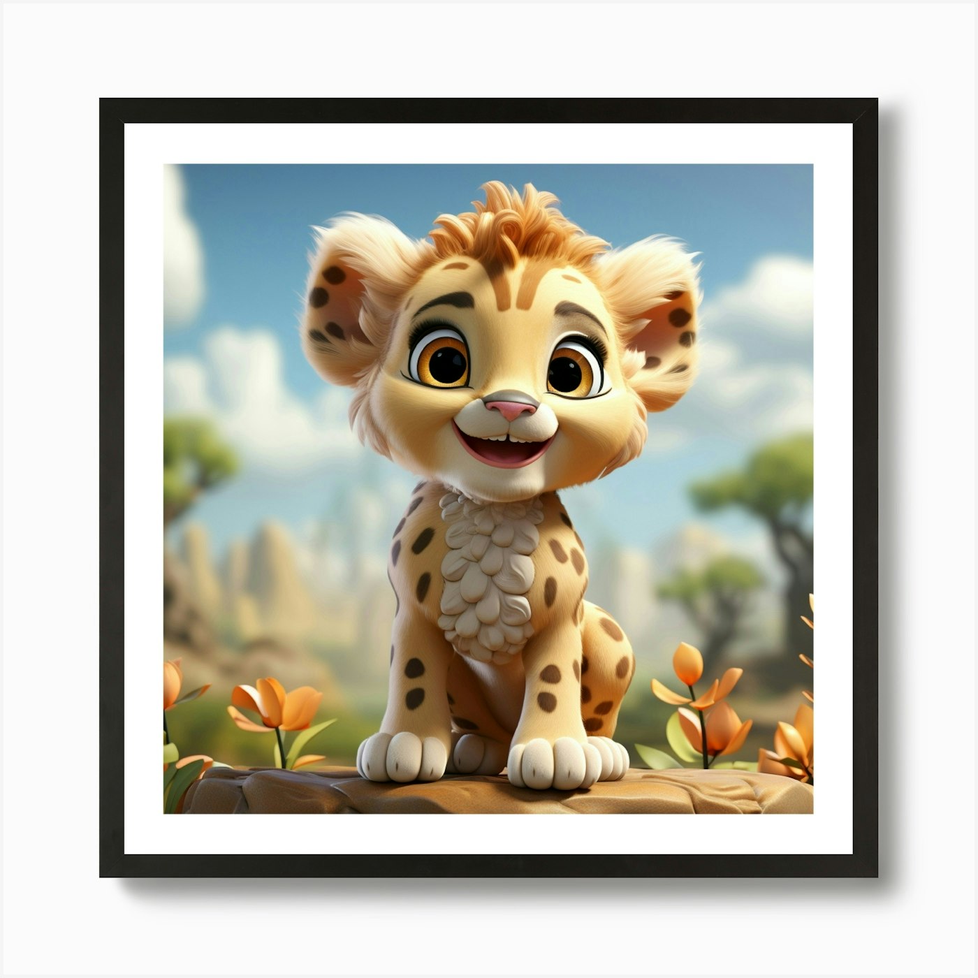 Lion Cub 18 Art Print Framed Wall Art Poster Canvas Print Picture