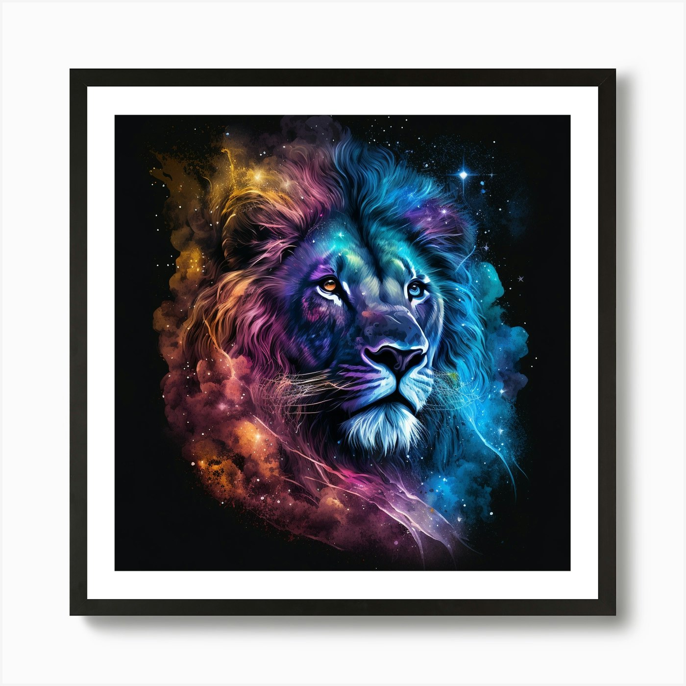Lion In Space 1 Art Print Framed Wall Art Poster Canvas Print Picture