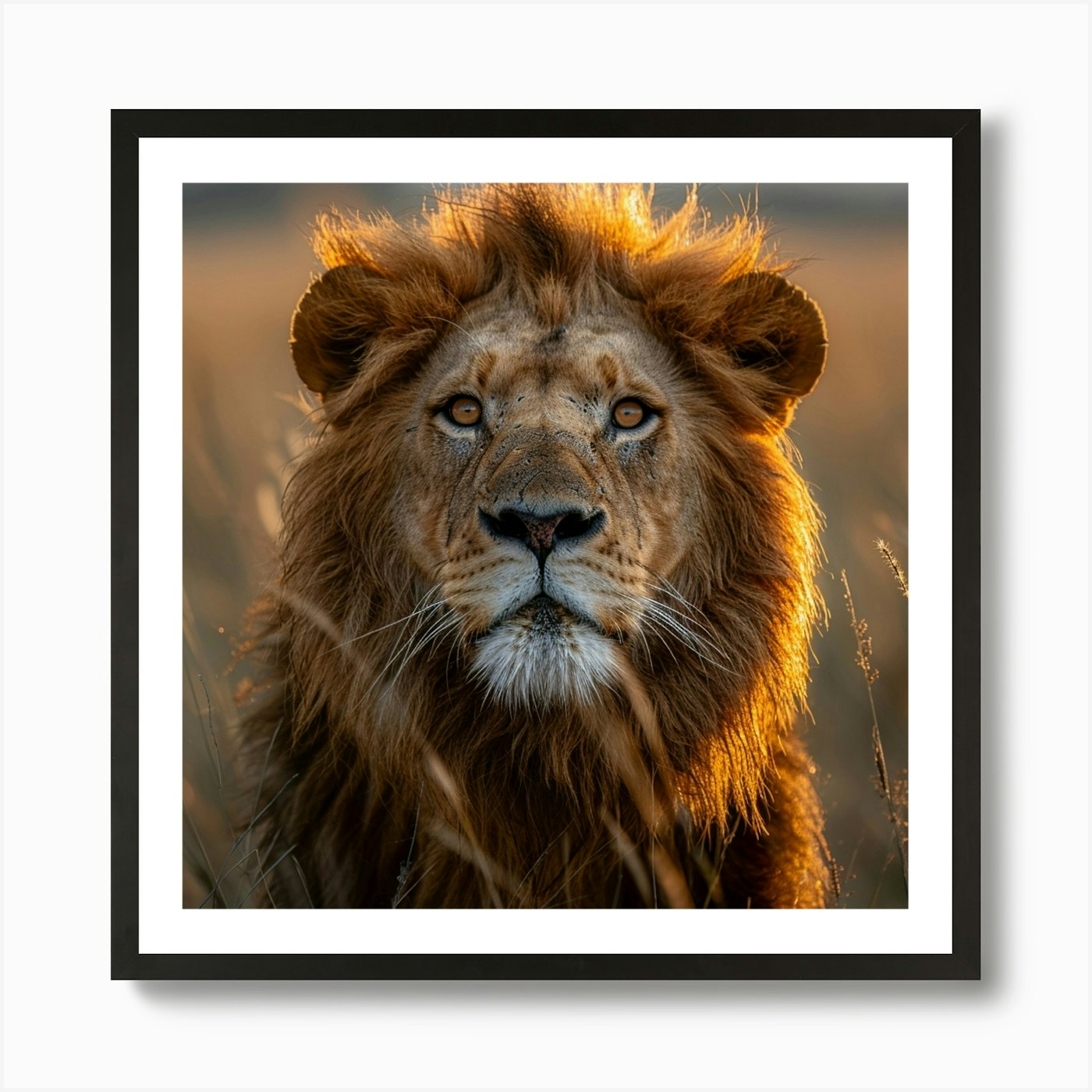 Lion In The Grass 2 Art Print Framed Wall Art Poster Canvas Print Picture