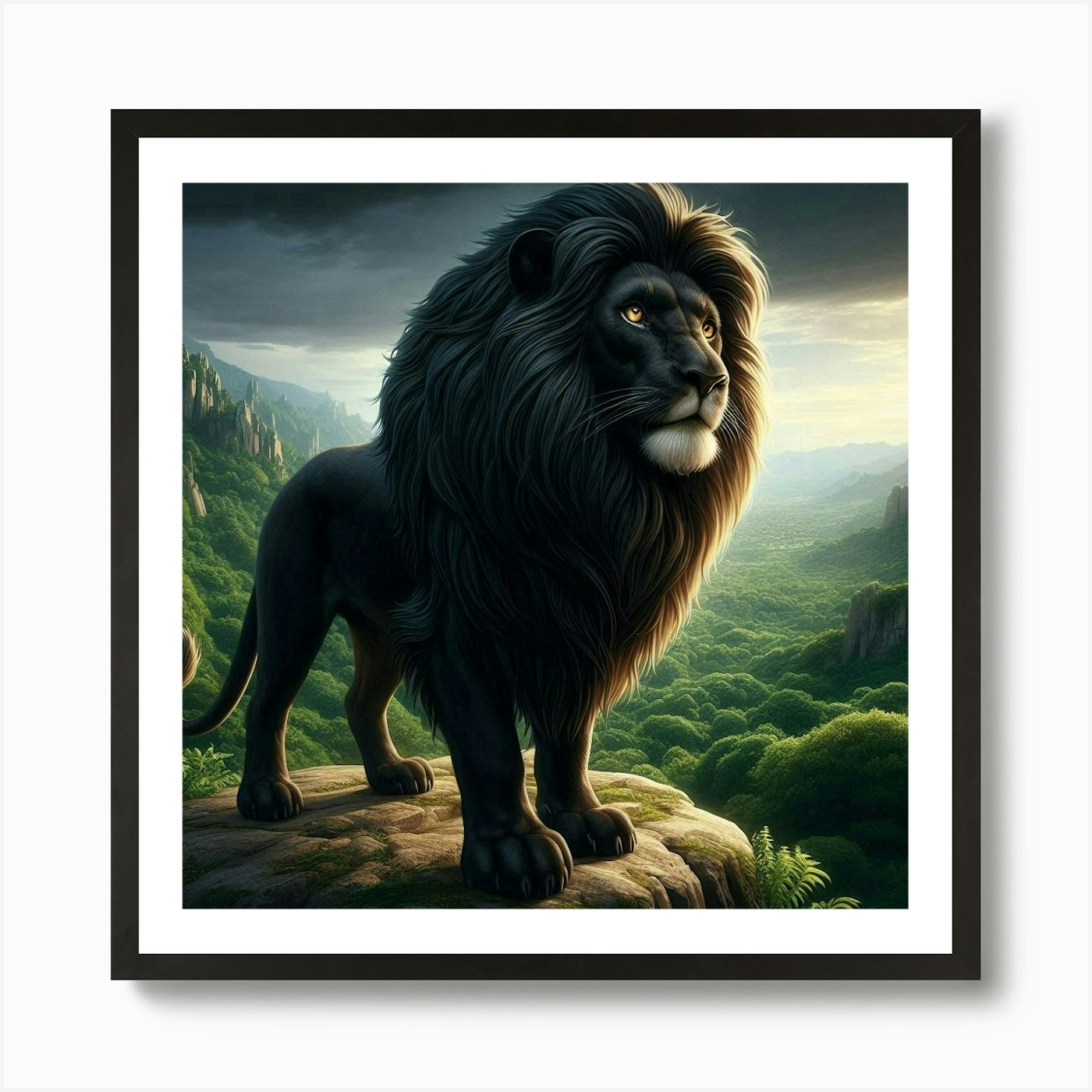 Lion In The Forest 68 Art Print Framed Wall Art Poster Canvas Print Picture