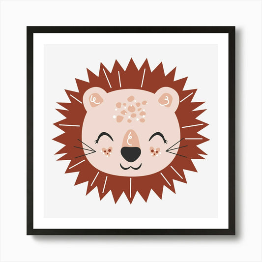 Boho Pink Lion Art Print Framed Wall Art Poster Canvas Print Picture