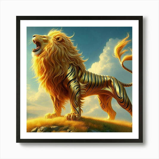 Golden Lion 4 Art Print Framed Wall Art Poster Canvas Print Picture