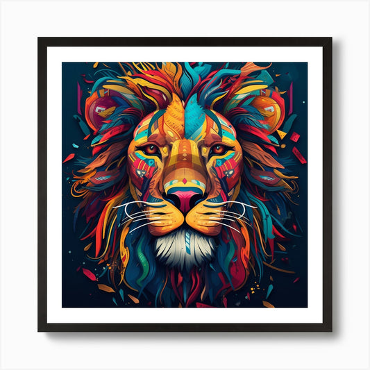 Colorful Lion 2 Art Print Framed Wall Art Poster Canvas Print Picture