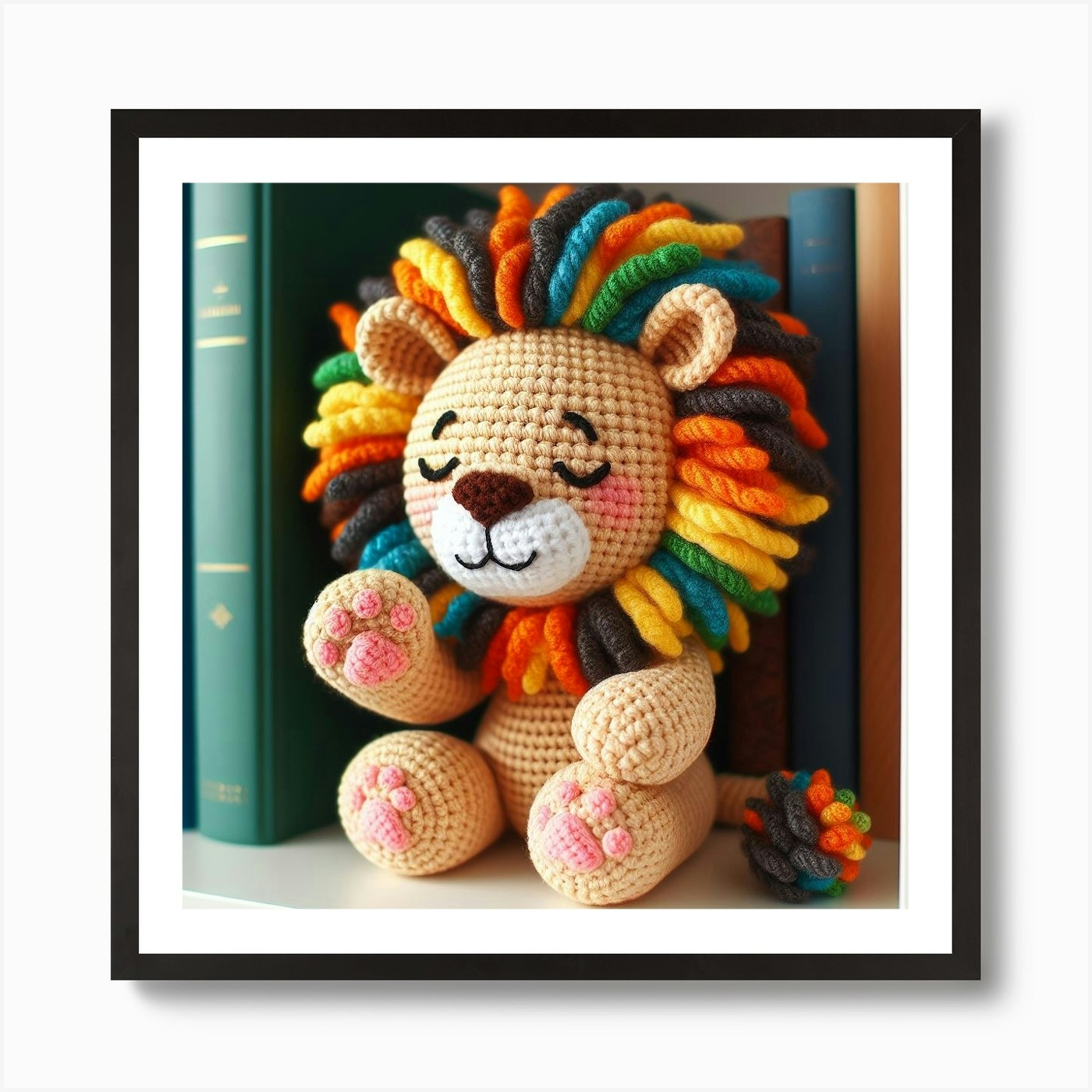 Amigurumi, Lion Art Print Framed Wall Art Poster Canvas Print Picture