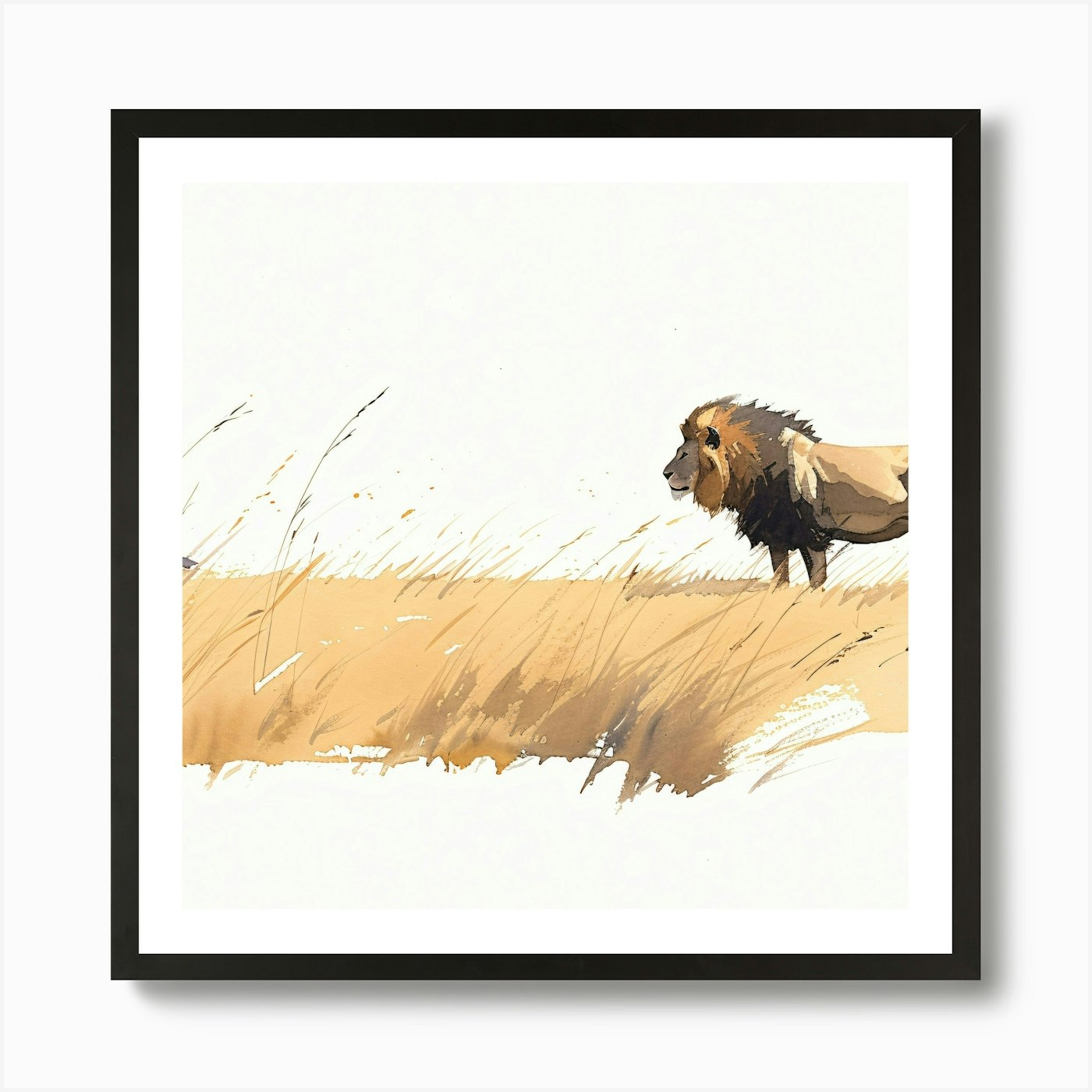 Lion And Zebra Art Print Framed Wall Art Poster Canvas Print Picture