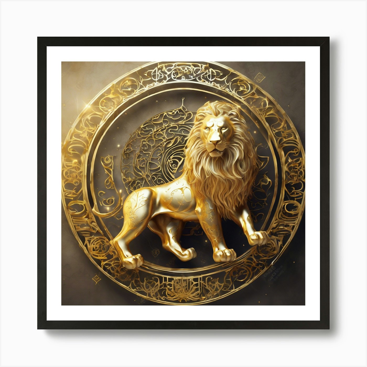 221698 A Large Lion In Three Dimens Framed Wall Art Poster Canvas Print Picture