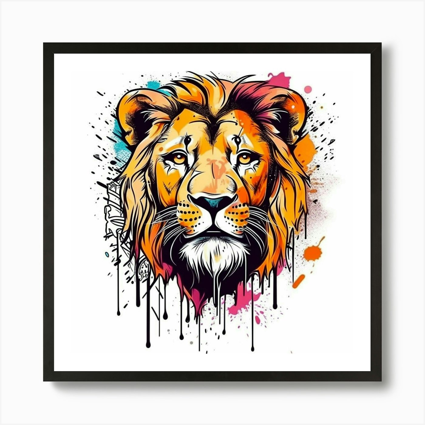 Lion Head Art Print Framed Wall Art Poster Canvas Print Picture