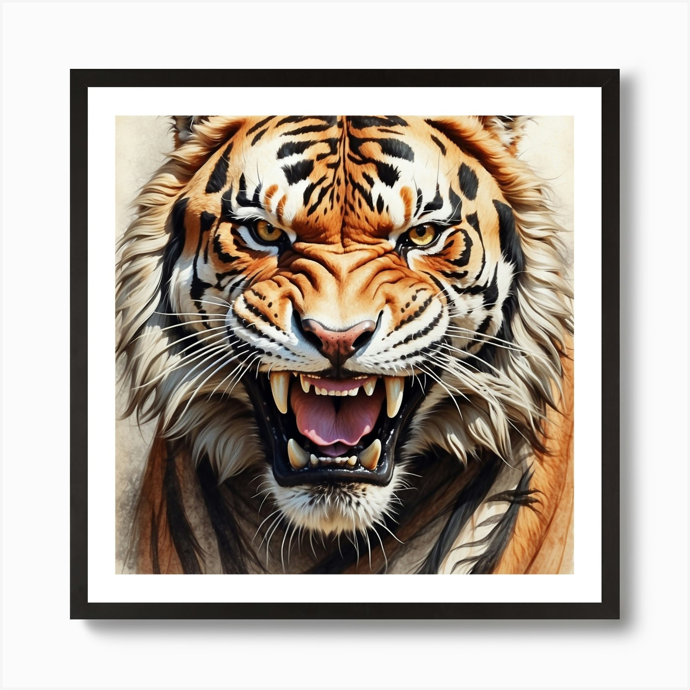A predatory lion Art Print Framed Wall Art Poster Canvas Print Picture