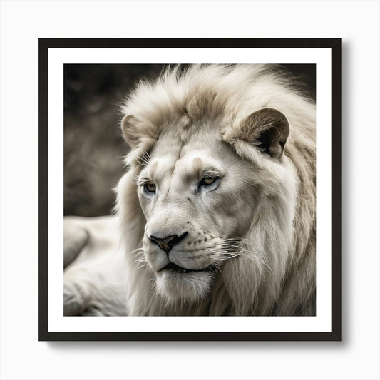 White Lion 2 Art Print Framed Wall Art Poster Canvas Print Picture