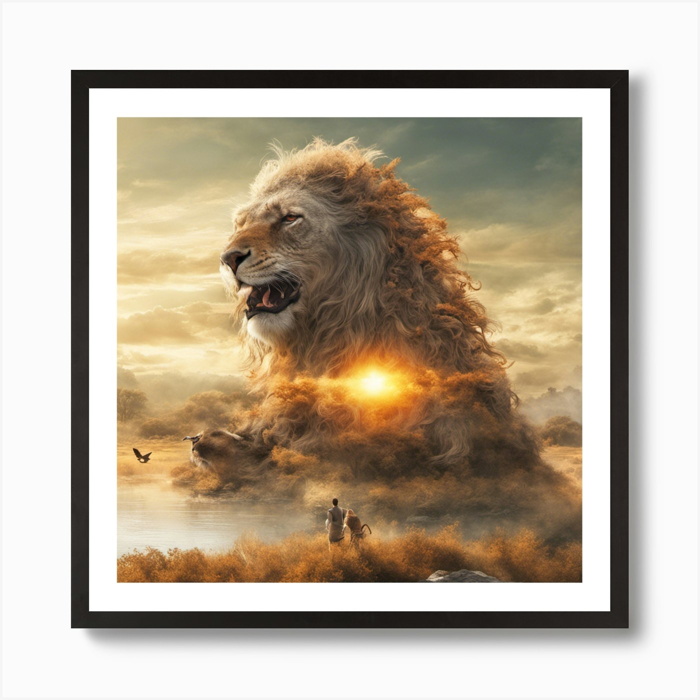 Lion And The Lamb Art Print Framed Wall Art Poster Canvas Print Picture