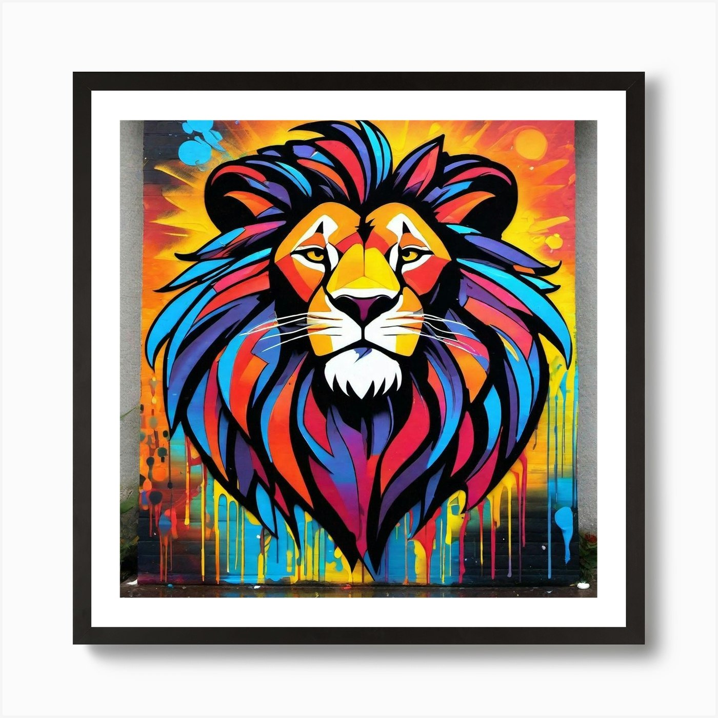 Graffiti Lion Art Print Framed Wall Art Poster Canvas Print Picture
